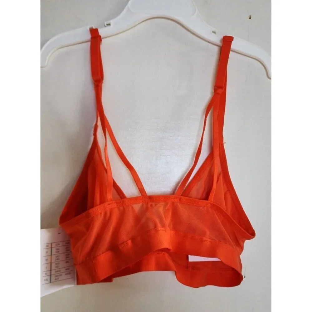 New Auden Women's Orange Sheer Pullover Bralette Adjustable Straps Size XS